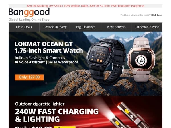 🔥[New] Only $27.99 LOKMAT OCEAN GT Samrt Watch, $37.99 ESCAM PT223 3*4MP Camera, Grab >>