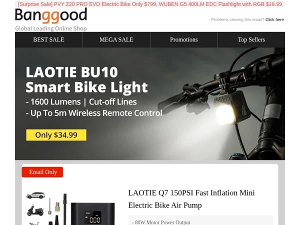 [Outdoor Gear UP TO 70% OFF!] ANGWATT C1 2400W Scooter $959.39! Reading Glasses Only $9.99, LAOTIE BU10 Smart Bike Light Only $34.99, Buy Now>>