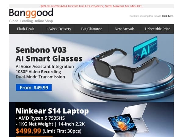 👓[New] Only $13.99 Srihome SH057 4MP Window Camera, $49.99 Senbono V03 AI Smart Glasses.