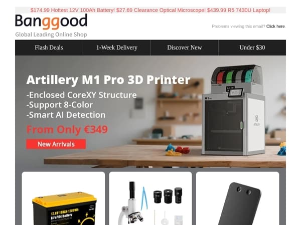 [Hottest New Release!🔥] Artillery M1 Pro 3D Printer From Only €349！Kukirin G2 E-Scooter Only $465! Grab Now!