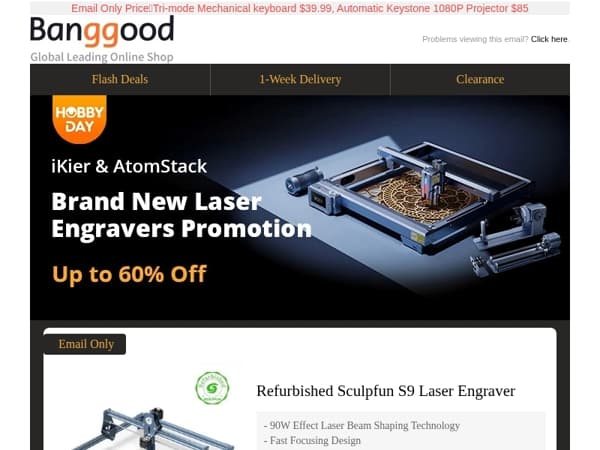 Grab Hobby Day Extra $51 allowance! Sculpfun S9 90W Laser Engraver ONLY $83.99 77% OFF!