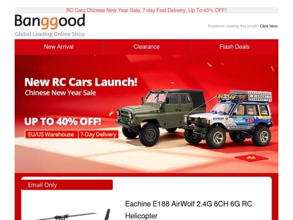 RC Toys New Release! Eachine E188 AirWolf RC Helicopter $237.49, SG SG1009/1010 1/10 RC Car Only $87.39, Shop Now>>