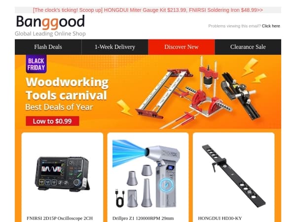 Don't Be a Tool.. Grab the Deal! Woodworking Tools low to $0.99! Drillpro Turbo Fan Only $18.99, FNIRSI Oscilloscope Only $149.99...