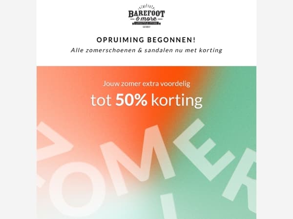 ZOMER SALE is begonnen! Tot 50% korting – op = op!