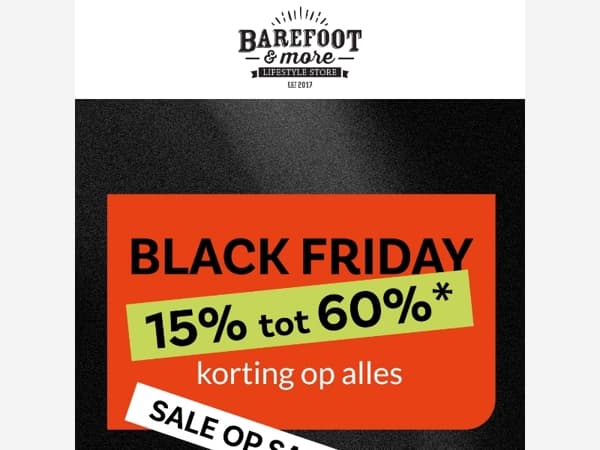 Black Friday: 15% tot 60% korting op ALLES