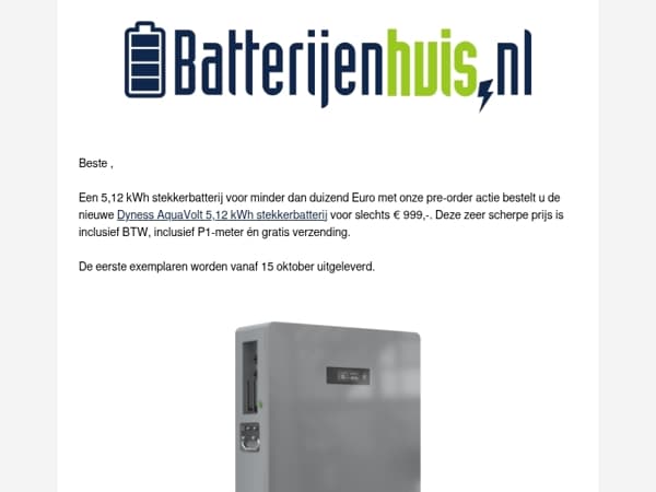 5,12 kWh stekkerbatterij voor slechts € 999,-