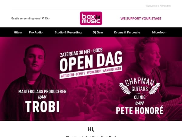De line-up is bekend! 🎸 Ontmoet deze artiesten op onze Open Dag.