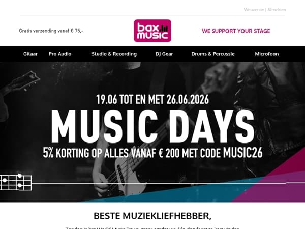 Music Days: Pak tijdelijk 5% korting! 🎉