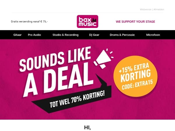 Mis het niet! Tot 70% korting + 15% extra korting