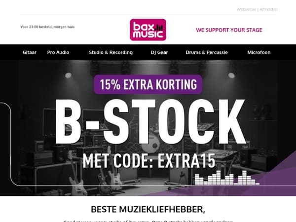 ⚡ NU 15% EXTRA korting op het B-stock-assortiment