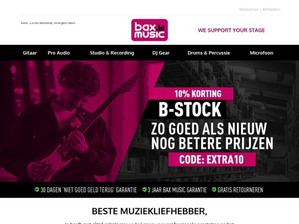 Upgrade je setup met 10% EXTRA korting op B-stock 🎸✨