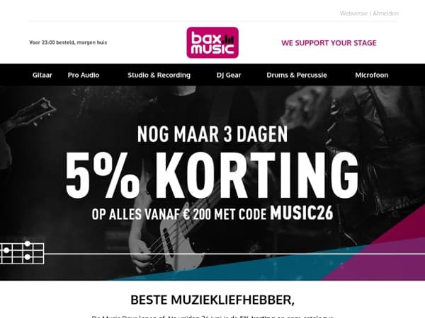 Music Days stopt vrijdag. Laatste kans op 5% korting! ⏳