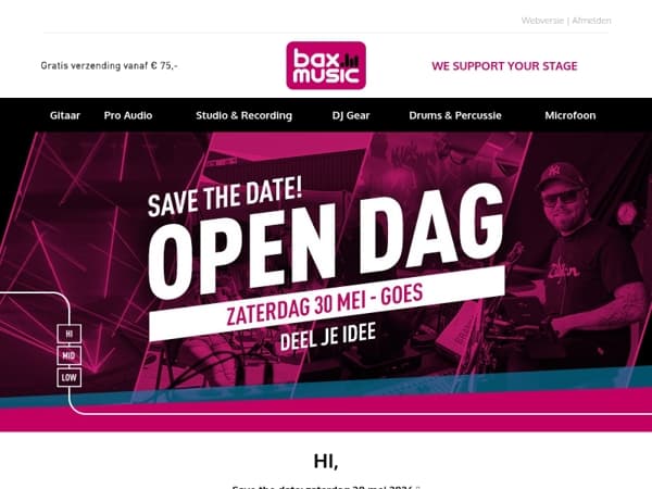 🎶 Denk mee over de open dag van Bax Music in Goes