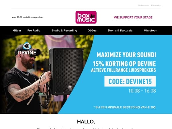 : nu 15% KORTING op Devine actieve speakers! 🔊