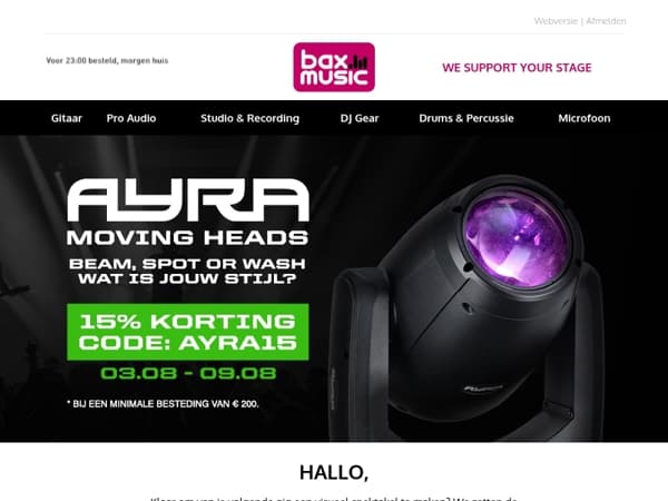 Steel de show met Ayra Moving Heads: nu 15% KORTING! 💥