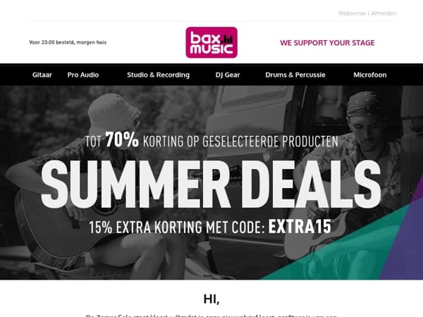Alleen via deze mail: 15% EXTRA korting! ☀️