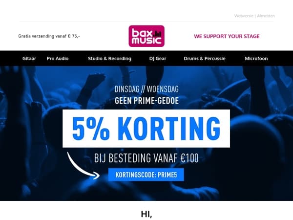 Kortingscode PRIME5 loopt vandaag af