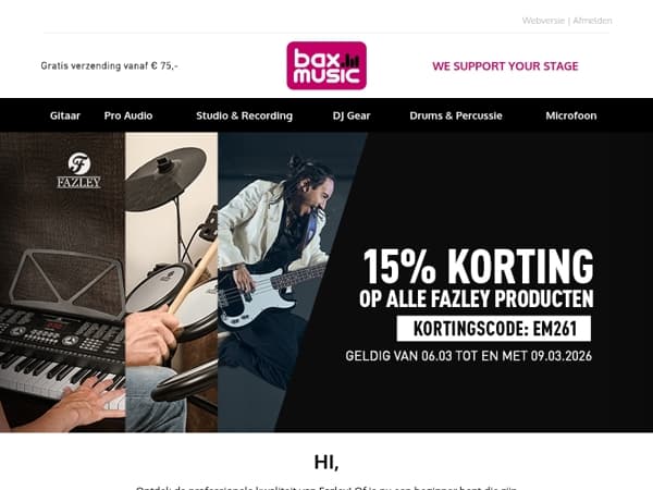 Weekenddeal: 15% extra korting op Fazley!
