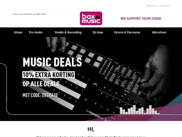 Pak nog eens 10% EXTRA korting op alle Music Deals,  💥