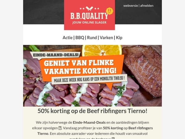 De volgende deal is binnen! ☀️ Beef ribfingers Tierno met 50% korting!