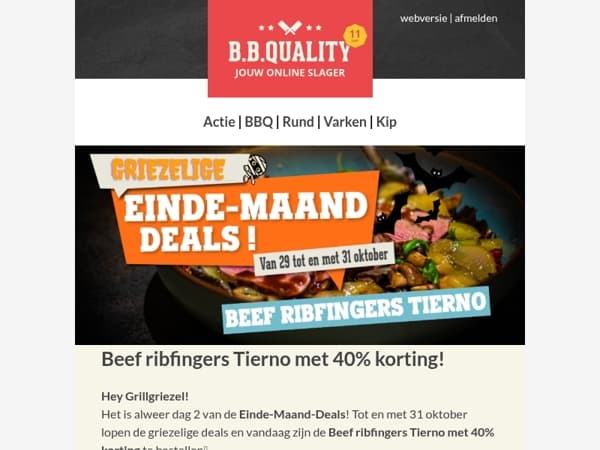 Griezelige EINDE-MAAND-DEALS met BBQuality📣 | Beef ribfingers Tierno met 40% korting🔥!