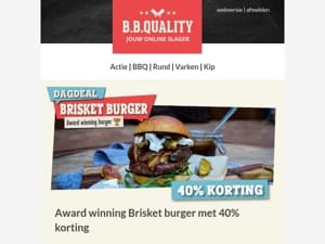 Award winning Brisket burger met 40% korting 🍔!