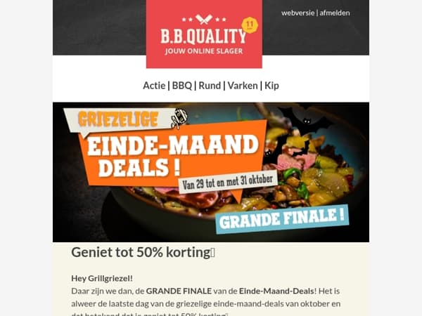Griezelige EINDE-MAAND-DEALS met BBQuality📣 | O.A. Hertengehakt met 50% korting🔥!