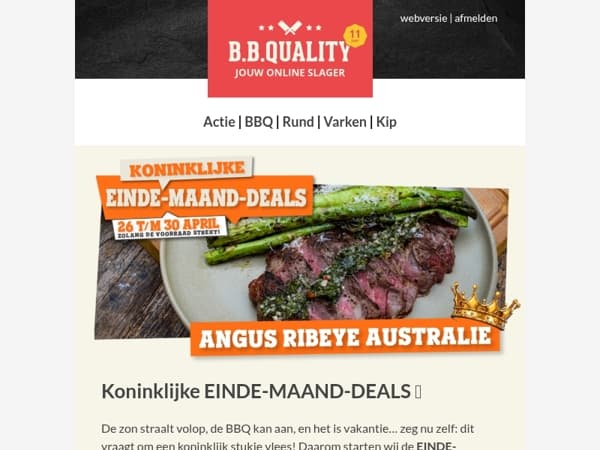 De Koninklijke Einde-Maand-Deals zijn van start 👑 |  Scoor alleen vandaag de Angus ribeye Australië met 40% korting!
