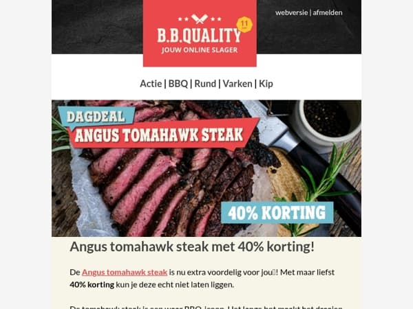 Alleen vandaag 📣 | 40% korting op de Angus tomahawk steak 🥩!