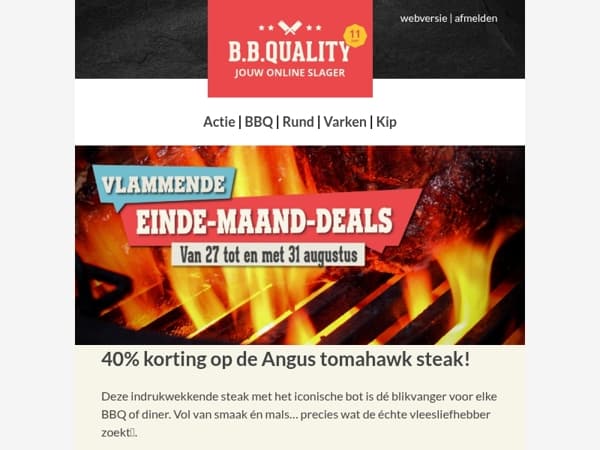 Vlammende Deals📣 | 40% korting op de Angus tomahawk steak🔥!