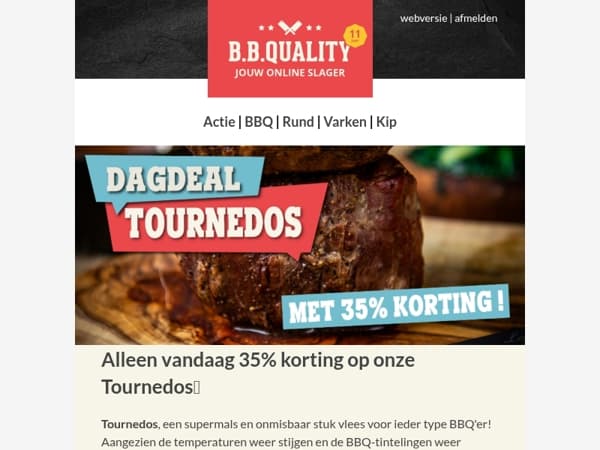 De temperaturen stijgen weer 📣 | Alleen vandaag 35% korting op onze Tournedos🔥