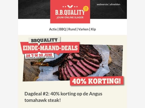 EINDE-MAAND-DEAL #2: 40% korting op de Angus tomahawk steak 🔥!