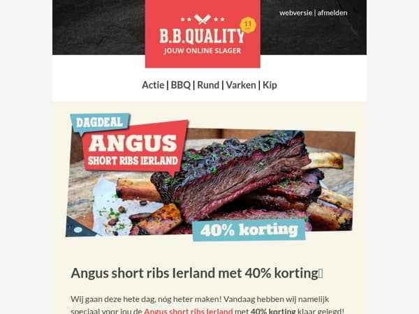 Alleen vandaag 📣 | 40% korting op de Angus short ribs Ierland!