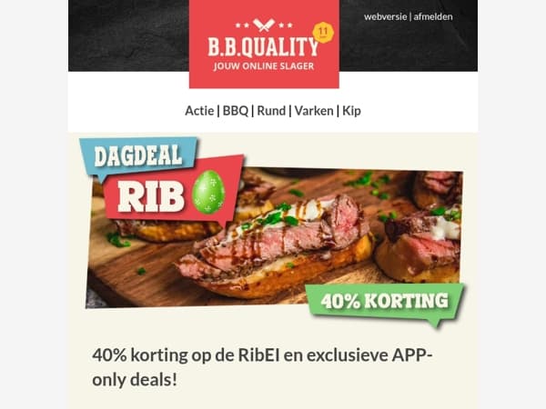Pasen staat voor de deur🐣! Bestel vandaag nog jouw Ribeye met 40% korting en maak jouw Paasmenu compleet!