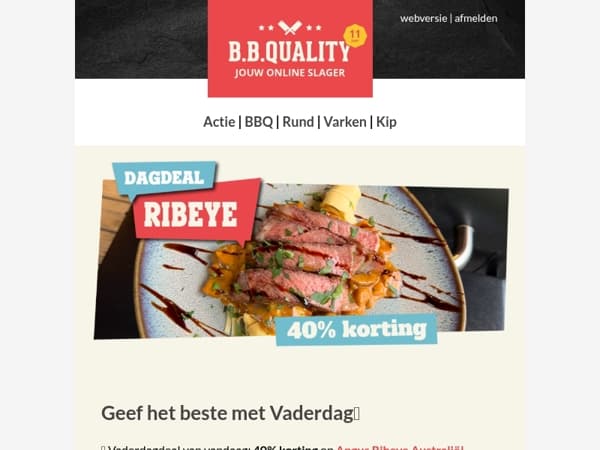 🔥 Vaderdagdeal: 40% korting op Angus Ribeye Australië!