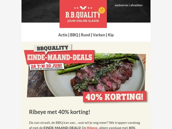 3 dagen lang de beste deals 🔥! Alleen vandaag 40% korting op de Ribeye 🥩.