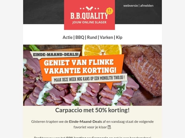 Dag 2 van de Einde-Maand-Deals☀️ Carpaccio met 50% korting!