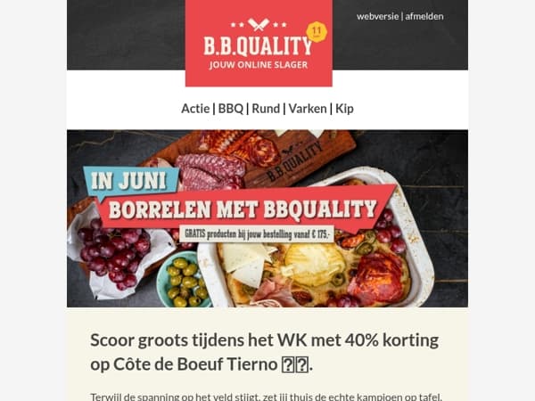 40% korting op Côte de Boeuf Tierno ⚽.