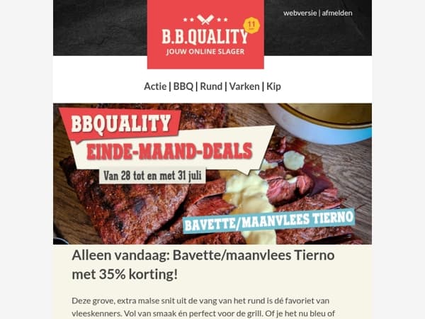 De Einde-Maand-Deals 📣 | Bavette/maanvlees Tierno met 35% korting
