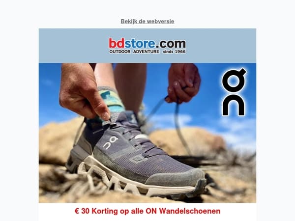 €30 korting op alle ON wandelschoenen