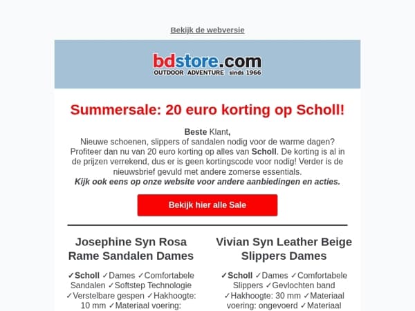 Summersale! 20 euro korting op Scholl