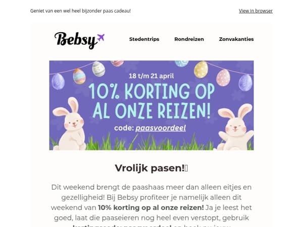 PAAS-SPECIAL: 10% korting op al onze reizen!🐣