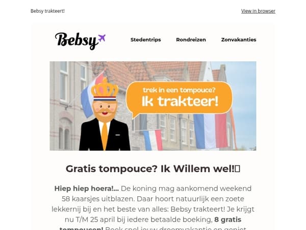 Gratis tompoucen bij iedere boeking!😋🇳🇱
