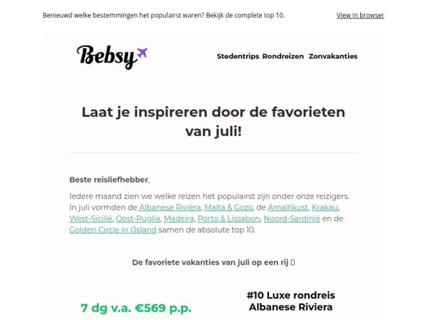 De 10 populairste reizen van juli 🌍