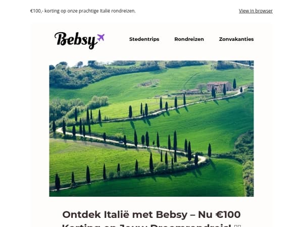 Ontvang nu €100,- korting op jouw droomreis door Italië!