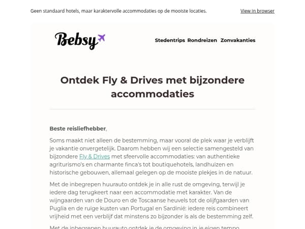Ontdek Fly & Drives met bijzondere accommodaties