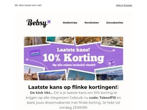 Snel! Je code van -10% is bijna verlopen!🏃