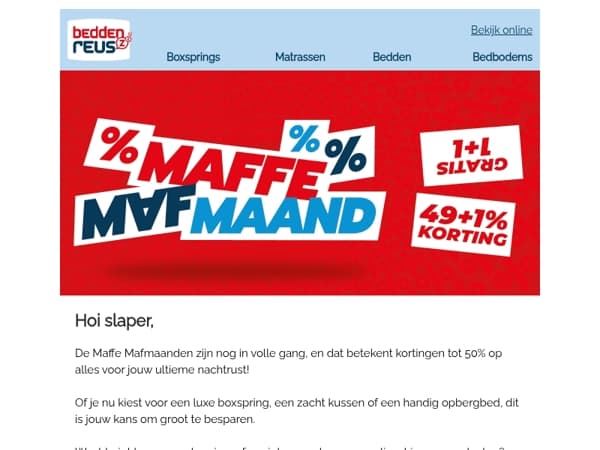 De Maffe Mafmaanden gaan door: tot 50% korting!