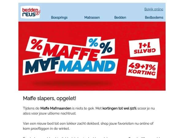 Maffe deals op matrassen, bedden en meer! Scoor ze snel!