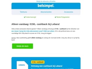 Alleen vandaag; Ontvang €150,- cashback!